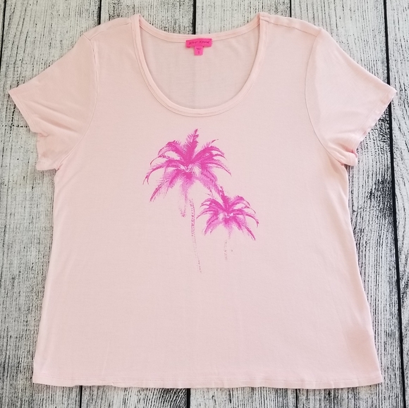 Betsey Johnson Pink Palm Tree Graphic Tee - Picture 1 of 5